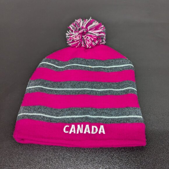 CANADA HOT PINK BEANIE WITH MAPLE LEAF DETAILS - EUC - Picture 1 of 5